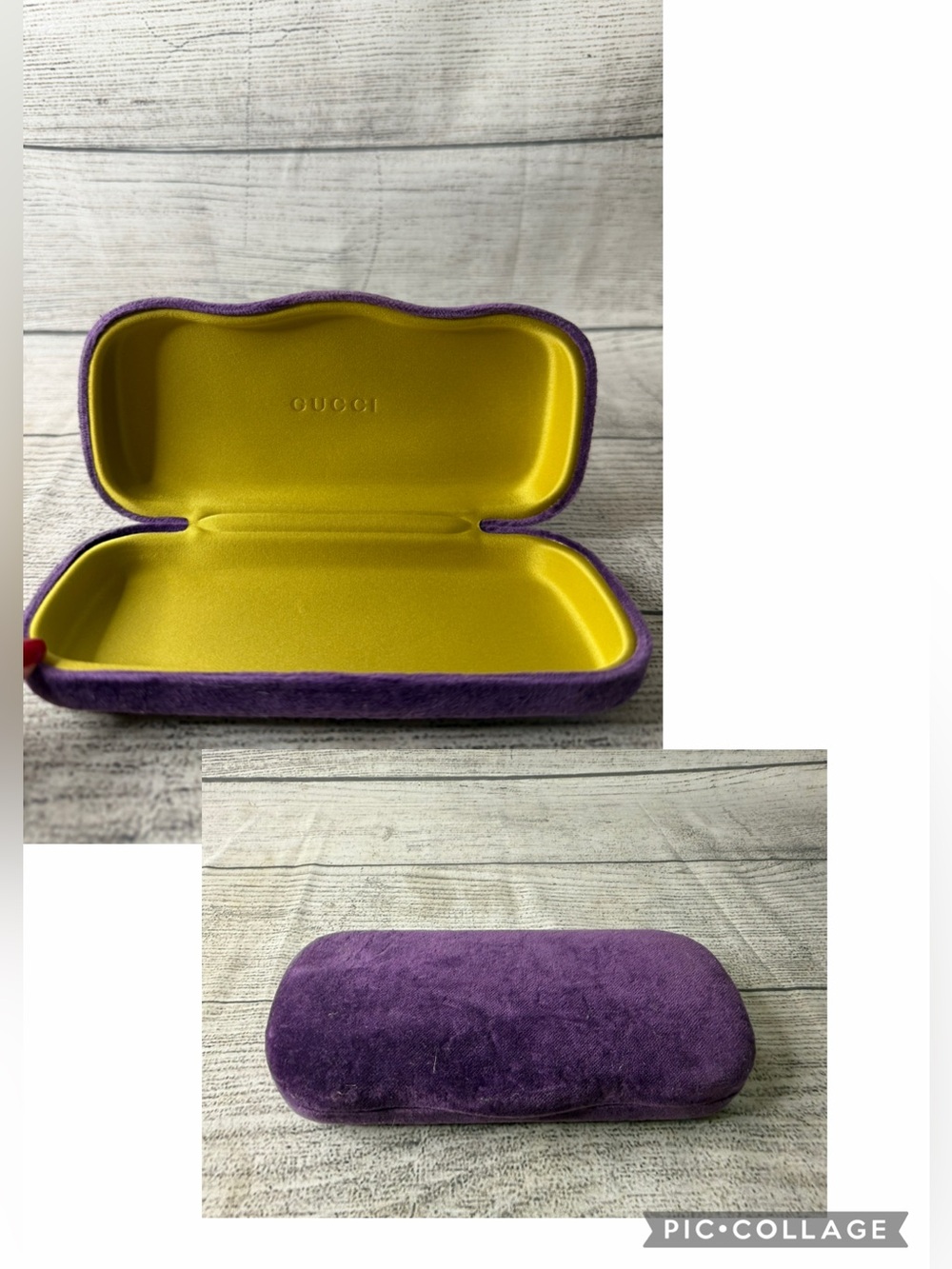 Gucci Purple Velvet Eyewear Case with Yellow Interior
